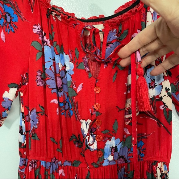 BAND OF GYPSIES Boho Red Floral Maxi Dress Size S - Picture 5 of 10